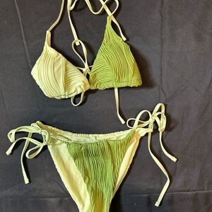 Zaful Olive and Cream Bikini Set
